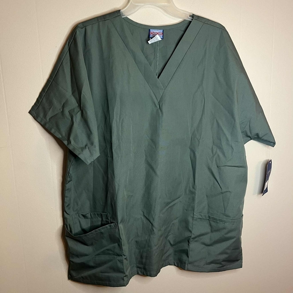 Cherokee Workwear Unisex 3-Pocket V-Neck Scrub Top Olive Green XL - Picture 1 of 8